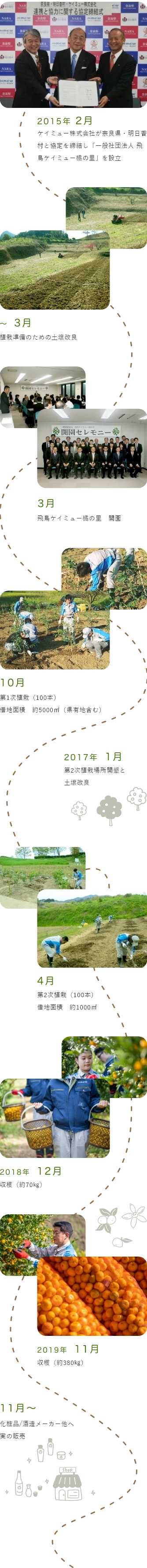 2015�N2�� �P�C�~���[������Ђ��ޗǌ��E���������Ƌ����������u��ʎВc�@�l �򒹃P�C�~���[�k�̗��v��ݗ� �`3�� �A�͏����̂��߂̓y����� 3�� �򒹃P�C�~���[�k�̗� �J�� 10�� ��1���A�́i100�{�j �ؒn�ʐ� ��5000m2�i���L�n�܂ށj 2017�N 1�� ��2���A�͏ꏊ�J���Ɠy����� 4�� ��2���A�́i100�{�j �ؒn�ʐ� ��1000m2 2018�N 12�� ���n�i��70kg�j 2019�N 11�� ���n�i��380kg�j 11���` ���ϕi/�𑢃��[�J�[���֎��̔̔�